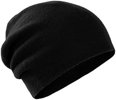 100% Pure Cashmere Beanie for Women and Men, Cuffed Warm Hat with